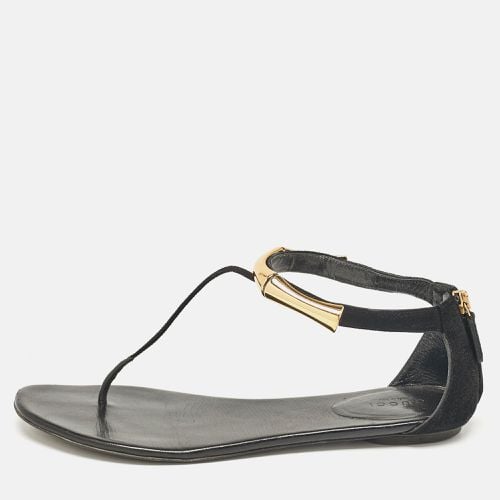 Suede Thong Flat Sandals Size 38.5 - Gucci - Modalova