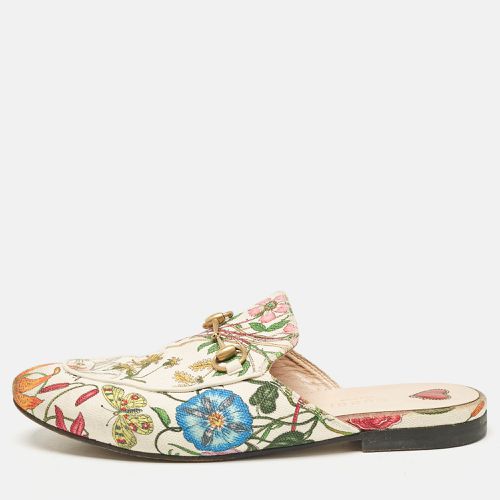 Floral Canvas Princetown Horsebit Flat Mules Size 38 - Gucci - Modalova