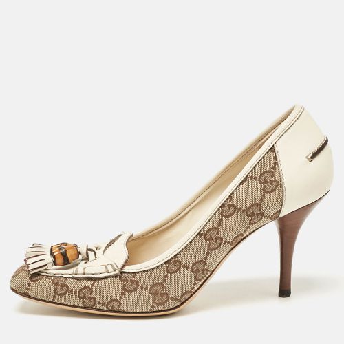 Cream Monogram Canvas and Leather Loafer Pumps Size 36.5 - Gucci - Modalova