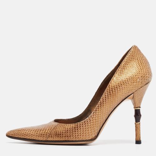 Metallic Snakeskin Bamboo Heel Pumps Size 36 - Gucci - Modalova