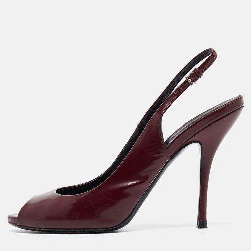 Patent Leather Peep Toe Slingback Pumps Size 38.5 - Gucci - Modalova