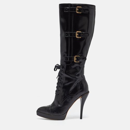 Leather Riddle Lace-Up Platform Knee Boots Size 38.5 - Gucci - Modalova