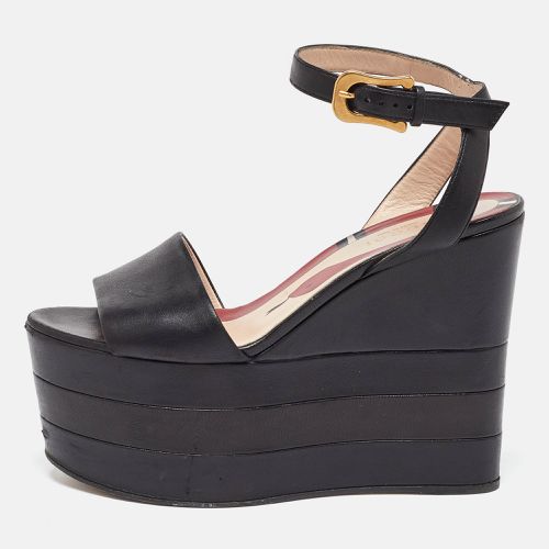 Leather Sally Wedge Platform Ankle Strap Sandals Size 35 - Gucci - Modalova