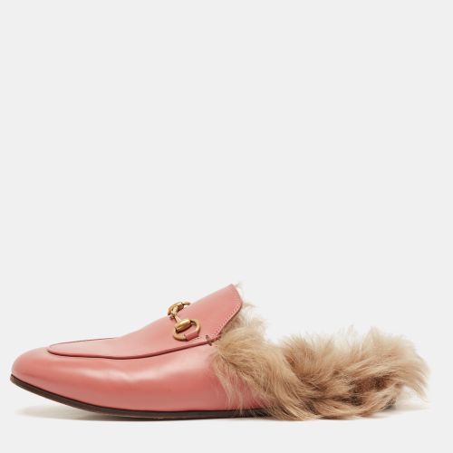 Leather and Fur Princetown Mules Size 38.5 - Gucci - Modalova