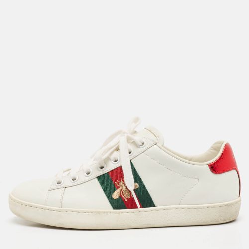 Leather Ace Bee Embroidered Low Top Sneakers Size 36 - Gucci - Modalova