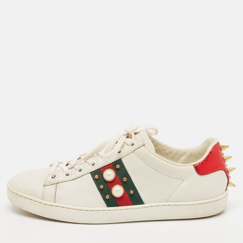 Leather and Python Embossed Ace Lace Up Sneakers Size 37.5 - Gucci - Modalova