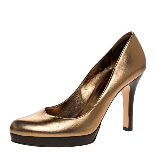 Metallic Leather Platform Pumps Size 38.5 - Gucci - Modalova