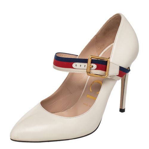 Leather Sylvie Mary Jane Pumps Size 36 - Gucci - Modalova