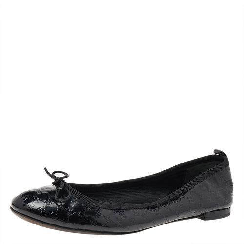 Micro ssima Patent Leather Bow Detail Ballet Flats Size 39 - Gucci - Modalova