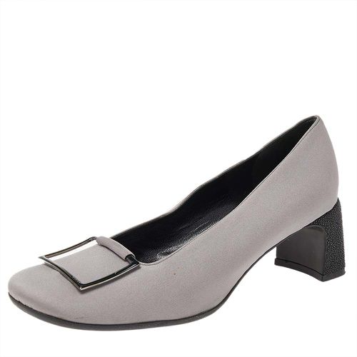 Fabric Square Toe Metal Trim Block Heel Pumps Size 37.5 - Gucci - Modalova