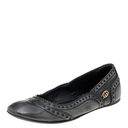 Grey Brogue Leather Ballet Flats Size 35.5 - Gucci - Modalova