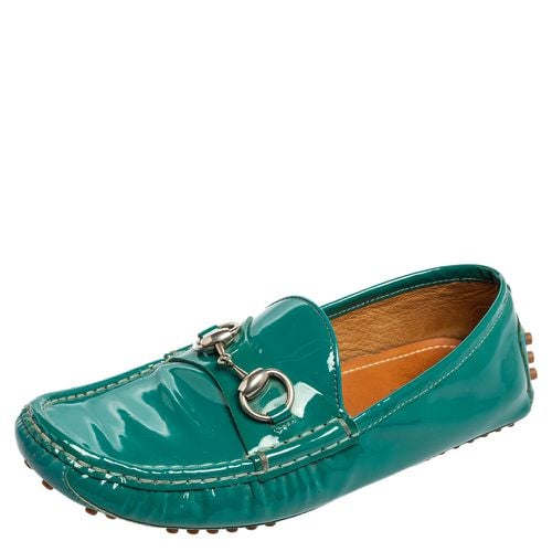 Teal Patent Leather Horsebit Driver Loafers Size 36 - Gucci - Modalova