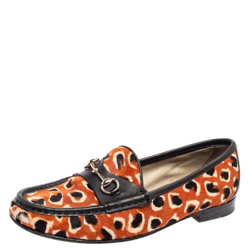 Tri-Color Leopard Print Calf Hair and Leather Horsebit Loafers Size 36.5 - Gucci - Modalova