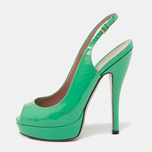 Patent Leather Sofia Platform Peep Toe Ankle Strap Sandals Size 35.5 - Gucci - Modalova