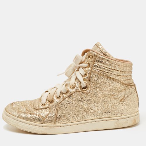 Gold Leather High Top Sneakers Size 35 - Gucci - Modalova