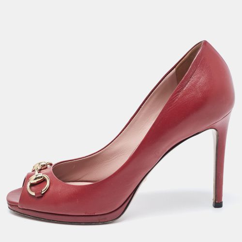 Leather Jolene Peep Toe Pumps Size 37.5 - Gucci - Modalova