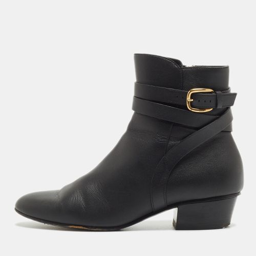 Leather Buckle Detail Ankle Booties Size 36.5 - Gucci - Modalova