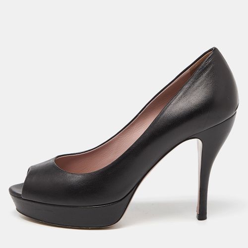 Leather Peep Toe Platform Pumps Size 37.5 - Gucci - Modalova