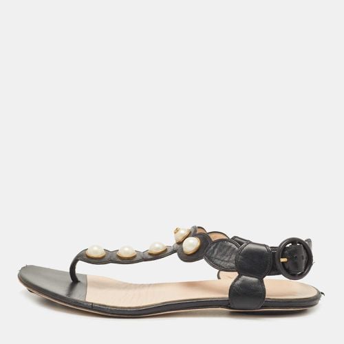 Leather Faux Pearl Willow Flat Sandals Size 35 - Gucci - Modalova