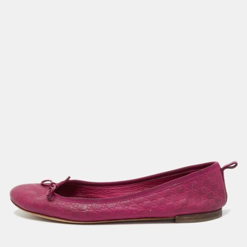 Pink Leather Bow Detail Microssima Ballet Flats Size 39 - Gucci - Modalova