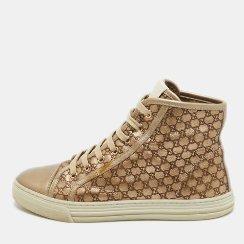 Gold Leather ssima High Top Sneakers Size 37 - Gucci - Modalova