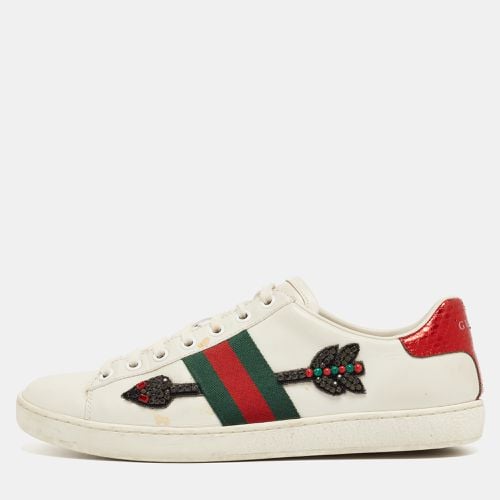 Leather and Python Embossed Ace Low Top Sneakers Size 37.5 - Gucci - Modalova