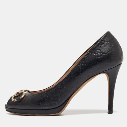 Ssima Leather Horsebit Peep Toe Pumps Size 38 - Gucci - Modalova