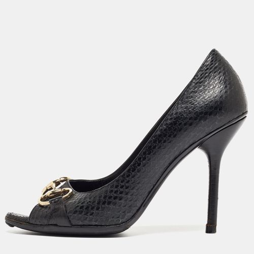 Python Horsebit Open Toe Pumps 38.5 - Gucci - Modalova