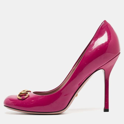 Purple Patent Horsebit Round Toe Pumps Size 38.5 - Gucci - Modalova