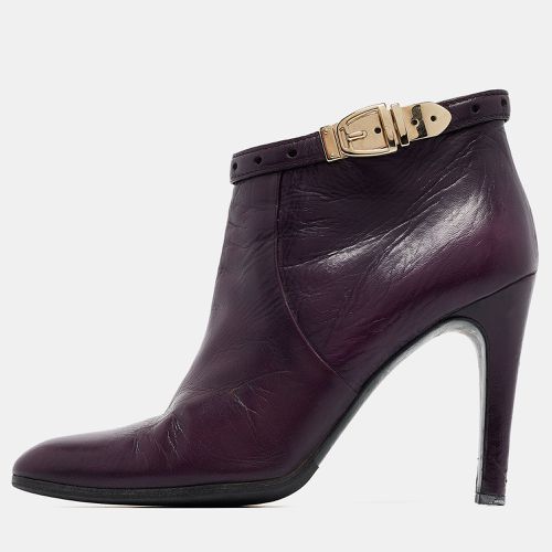 Leather Buckle Detail Ankle Booties Size 37.5 - Gucci - Modalova