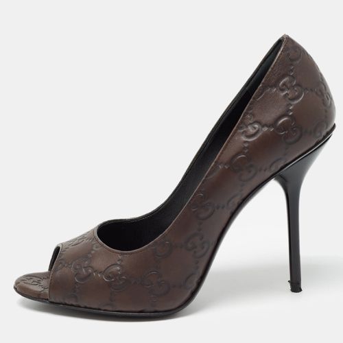 Ssima Leather Peep Toe Pumps Size 37 - Gucci - Modalova