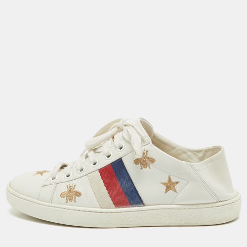 Leather Star and Bee Embroidered Ace Sneakers Size 36 - Gucci - Modalova