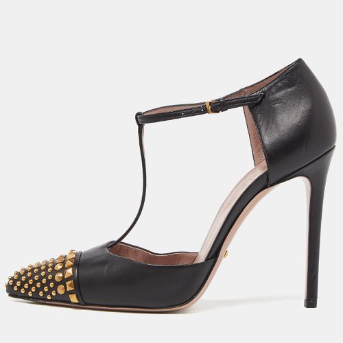 Studded Leather Coline T Strap Pumps Size 39 - Gucci - Modalova