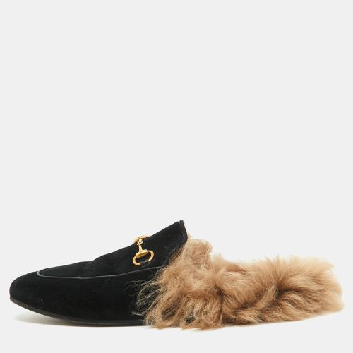 Velvet Fur Lined Princetown Flat Mules Size 38 - Gucci - Modalova