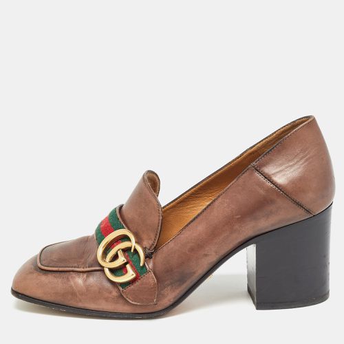 Leather Block Heel Loafer Pumps Size 36.5 - Gucci - Modalova