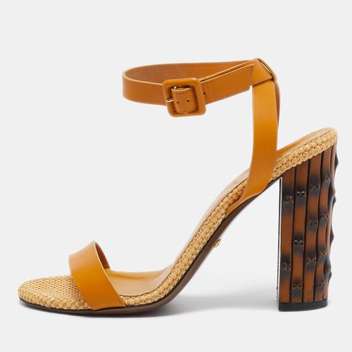 Leather Bamboo Block Heel Ankle Strap Sandals Size 37.5 - Gucci - Modalova