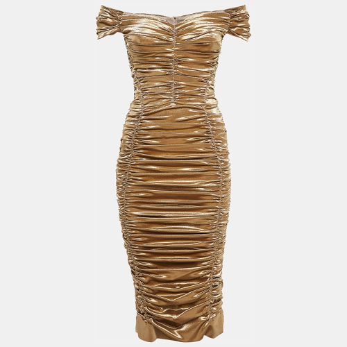 Gold Lame Ruche Off-Shoulder Dress M - Dolce & Gabbana - Modalova