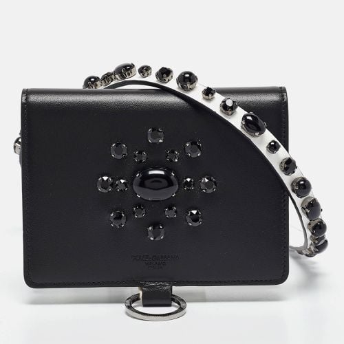 Leather Crystal Embellished Flap Crossbody Bag - Dolce & Gabbana - Modalova