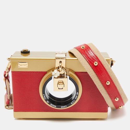 Gold Acrylic and Lizard Embossed Leather Camera Case Crossbody Bag - Dolce & Gabbana - Modalova