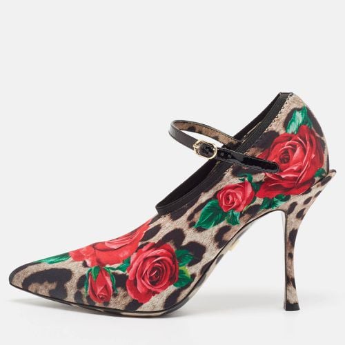 Floral Satin and Patent Leather Mary Jane Pumps Size 38 - Dolce & Gabbana - Modalova