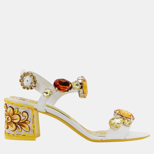 White Leather Keira Sandals EU 36 - Dolce & Gabbana - Modalova