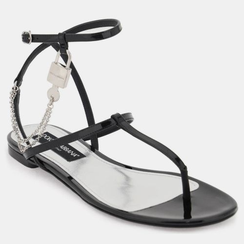 Patent Leather Thong Sandals with Padlock Women’s IT 36 - Dolce & Gabbana - Modalova