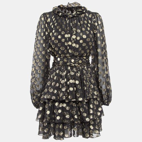 Polka Dot Silk Brocade Tie-Up Waist Mini Dress M - Dolce & Gabbana - Modalova