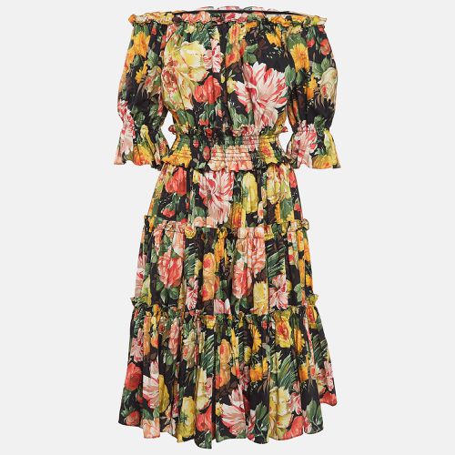 Floral Print Cotton Tiered Midi Dress S - Dolce & Gabbana - Modalova