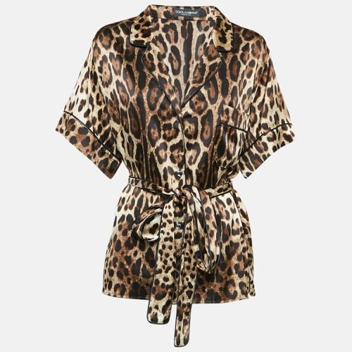 Leopard Print Stretch Silk Belted Shirt XL - Dolce & Gabbana - Modalova