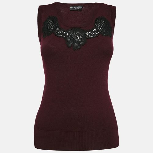 Wool Lace Detail Sleeveless Top M - Dolce & Gabbana - Modalova