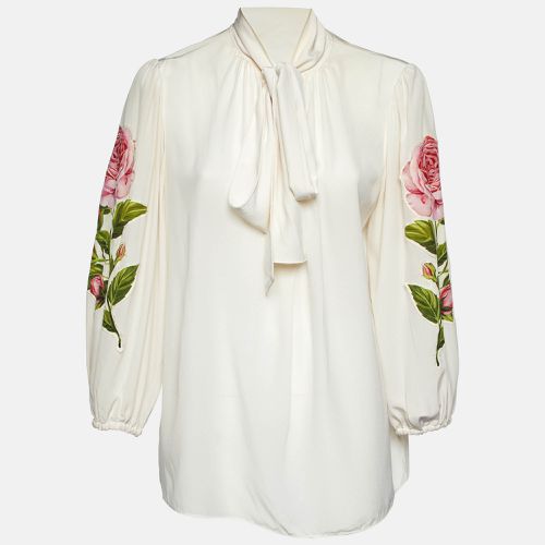 Floral Appliqued Silk Blouse L - Dolce & Gabbana - Modalova