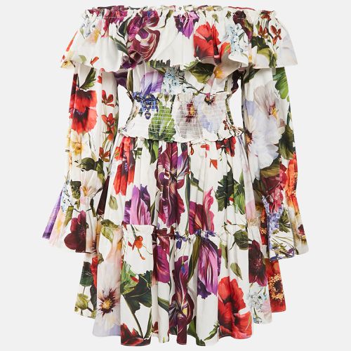 Floral Print Cotton Off-Shoulder Mini Dress L - Dolce & Gabbana - Modalova