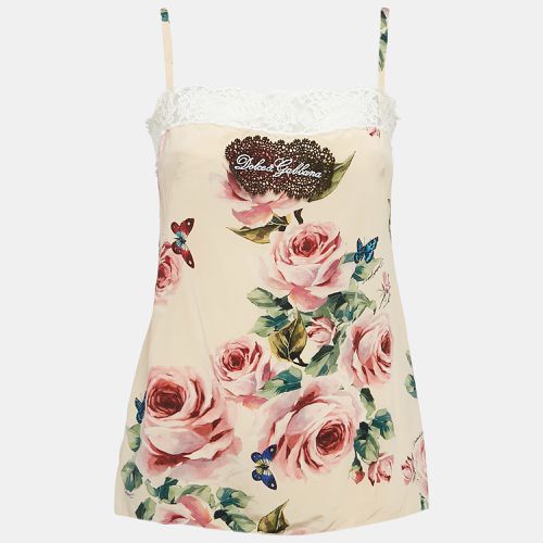 Floral Print Silk and Lace Trim Cami Top L - Dolce & Gabbana - Modalova