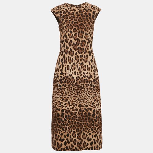 Leopard Print Wool Midi Dress S - Dolce & Gabbana - Modalova